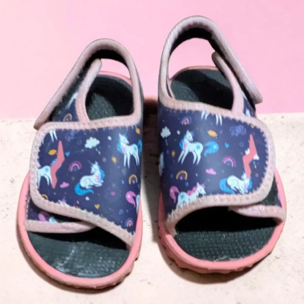 Kids Unicorn Sandals Size 6 Toddler Purple Adjustable Summer Shoes
